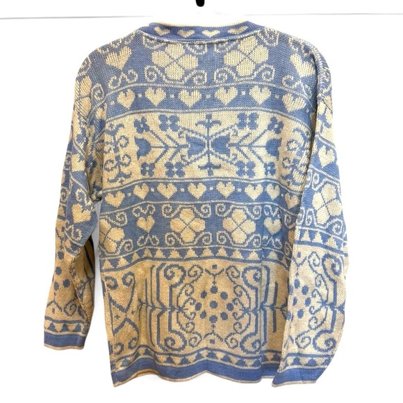 Vintage 80s Cabin Creek Sweater Pastel Blue/Off White Made in USA Size Medium - Picture 2 of 9